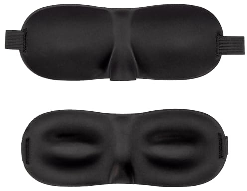 INTIRILIFE Augenmaske in SCHWARZ - 26 x 9 x 2 cm - Ergonomisch Vorgeformte Unisex Schlafmaske für erholsamen Schlaf - Passgenau auf der Nase und mehr Platzfreiheit für Augen und Wimpern