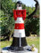 XXL Premium Leuchtturm 140cm hoch rot/weiß + Beleuchtung Garten Deko