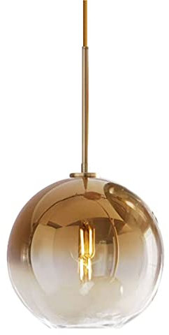KCO Lighting Lampe à Suspension Globe en Verre Doré Défumé de Mi-Siècle, Lustre à Suspension en Verre Vintage pour Salle à Manger Séjour, Île de Cuisine