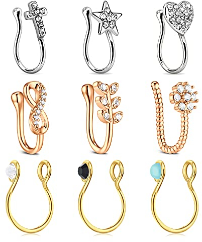 D.Bella Fake Nasenpiercing Non Piercing Clip on Nasenringe Gefälschte Nasenringe für Frauen Nasenmanschette für Keine Nase Faux Piercing Schmuck