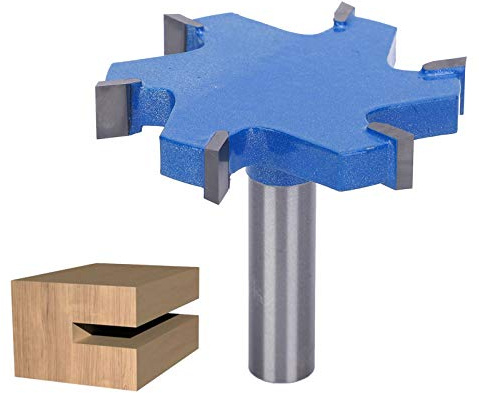 6-Kanten-T-Typ-Hobelfräser, Hartmetall-Hobelfräser, Schlitzfräser-Fräser 12 mm Schaft Tragbares Holzbearbeitungswerkzeug zum Schlitzen 12 x 65 x 10 mm