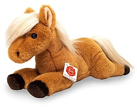 Teddy Hermann 90265 Pferd liegend 34 cm, Kuscheltier, Plüschtier mit recycelter Füllung