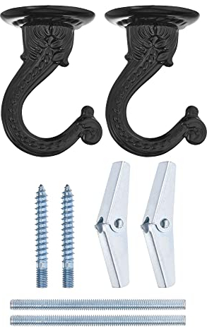 sourcing map 2 Stück Deckenhaken Hängesessel Hardware Zinklegierung Schwarz 37x55mm zum Aufhängen von Kronleuchtern Pflanzen