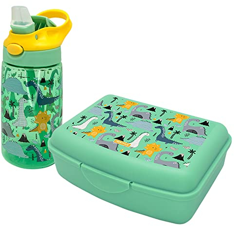 NERTHUS FIH 1001 SET Botella Tritan + Lunchbox Dinosaurios
