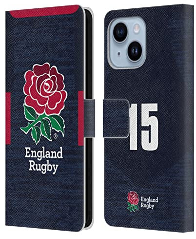 Head Case Designs Licenza Ufficiale England Rugby Union Posizione 15 2020/21 Giocatori Away Kit Custodia Portafoglio in Pelle Compatibile con Apple iPhone 14 Plus