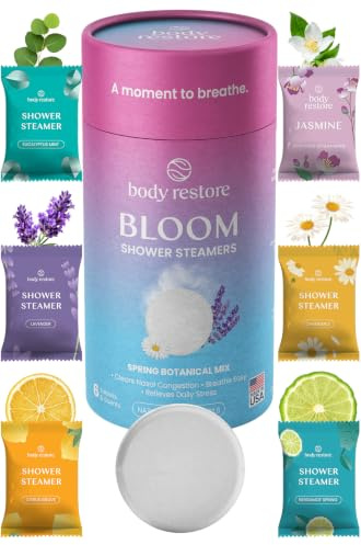 Body Restore Shower Steamers Aromatherapy 6 Pack – Mothers Day Gifts for Mom, Birthday Gifts for Women, Relaxation Stress Relief Self Care – Bloom