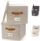 ZICOTO Decorative Beige File Box Organizer Set - Collapsible Linen File Cabinet for Easy Document Storage