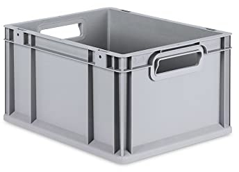 PROREGAL Eurobox NextGen Grip | HxBxT 22x30x40cm | 20 Liter | Griffe offen | Grau | Eurobehälter, Transportbox, Transportbehälter, Stapelbehälter