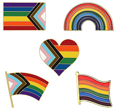 Pin Regenbogen Flagge stolz Hillylolly 5 Stück Regenbogen Pins Set, Gay Pin Metall, Regenbogen Anstecker Lgbtq, Pride Brosche, Brosche Flagge, anstecker für Kleidung und Blazer (Mehrfarbig 5pcs)