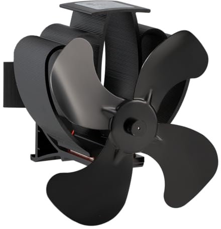 Valo Ofenventilator (Kaminventilator für Ofenrohr, Lüfter stromlos, geräuscharm, Maße: 18 x 10,5 x 21,9 cm (LxBxH), 46 Grad drehend, schwarz) VK000602