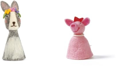 LK Trend & Style Eierwärmer aus Filz - Doppelset für das Paar liebevolle Tiere (Hase + Schwein)