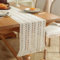 CHUQING Boho Tischläufer Beige Makramee Tischläufer Rechteckige Häkelspitze Mesh Tischdecke Table Runner Landhausstil, 30 x 160 cm