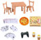 Super Idee Miniatur Wichtel Zubehör Weihnachten Wichtel Tisch und Stühle Mini Pizza Mini Game Controller Mini Kartenspiel Set Mini Popcorn Becher Miniatur Puppenhaus Wichtel Zubehör