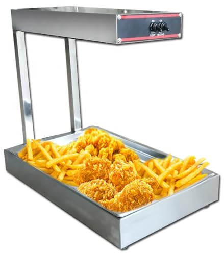 French Fry Heat Lamp Food Warmer Cabinet Countertop Heated Display Commercial Hot Food Pizza Pie Showcase Unit for French Fries Fried Chicken