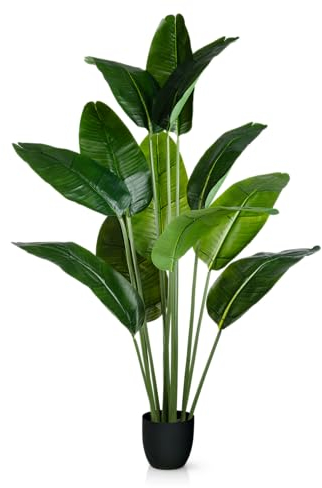 PASCH® Bananier artificiel grand format (160 cm), durable et réaliste - Grandes plantes artificielles - Palmier artificiel - Pour une ambiance naturelle