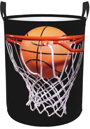 FOISIIAEA Wäschekorb Basketball im Korb, Oxford-Stoff, zusammenklappbarer Wäschekorb, Aufbewahrungskorb mit Griff, für Küche, Schlafzimmer, Wohnzimmer