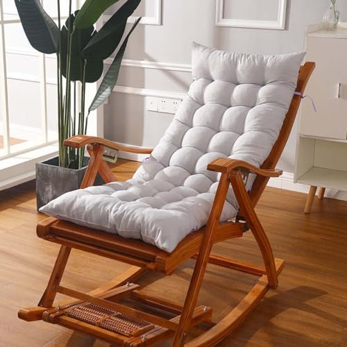Kongdson Kissen für Sonnenliege für den Außenbereich, Garten, Liege, dickes Sitzkissen mit rutschfesten Bändern, für Reisen, Urlaub, Holz, Schaukel-Relaxer-Pads, tragbar (125 x 53 cm, Grau)