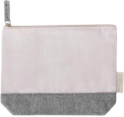 Trousse de toilette 100 % coton recyclé pour femme avec fermeture éclair et poignée assortie à la base. Trousse de maquillage de voyage 23 x 18 x 8 cm, Noir , Trousse de toilette