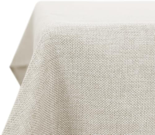 Deconovo Tischdecke Leinenoptik Lotuseffekt Tischwäsche Wasserabweisend Esszimmer Wohnzimmer pflegeleicht, 240x150 cm, Sand, 1 Stück