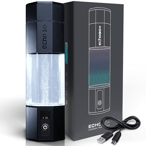 Echo Go+ Hydrogen Water Bottle - Ionizer Up to 4500PPB - SPE & PEM Generator - Gary Brecka Recommended - Alternative to Pitcher - Black Hydrogenated Bottle