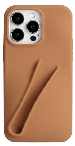 TRADAY Funny Cute Lipstick Phone Case for iPhone 14 Pro Max - Women's Protective Silicone Shockproof Slim Case - Chocolate