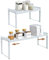 Erweiterbares Schrankregal,66 cm,stapelbarer Küchenthekenregal-Organizer,Küchengewürzregal,Speisekammerregal,verstellbarer Schrank-Organizer,Aufbewahrungsregal für Küche und Büro(2er-Pack weiß L)