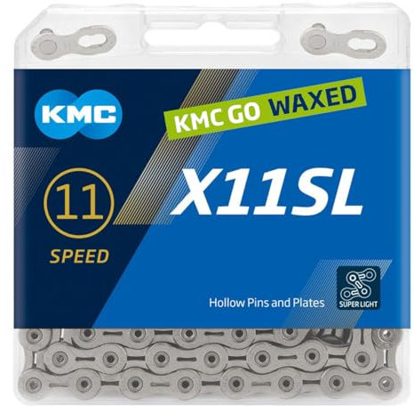 KMC X11SL Waxed 11 Speed Chain, Silver, 118 Link