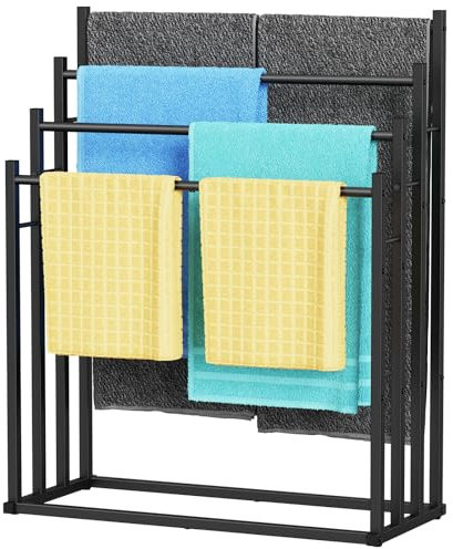 Honiter Handtuchhalter für Badezimmer, 4 Etagen, breiter Handtuchtrockner für den Außenbereich, freistehender Handtuchhalter, Pool-Handtuchdeckenständer und Präsentationsständer für übergroße