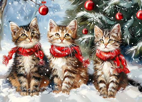 Weihnachten Puzzle Puzzles 1000 Teile für Erwachsene-Katzenweihnacht Weihnachtspuzzle Erwachsene 1000 Teile Puzzles 2025 Weihnachten Festival Puzzle für Teens Kinder