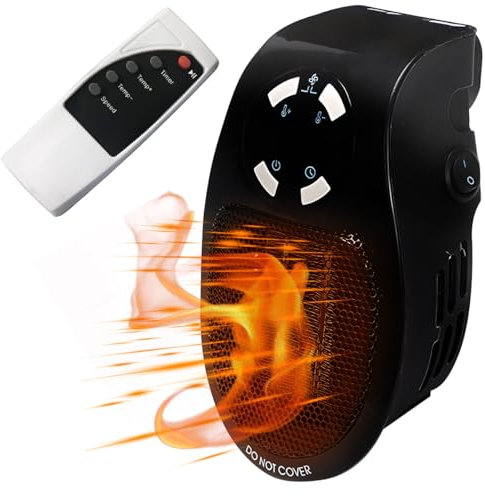 Hillylolly Calefactor 500W Bajo Consumo, Radiador Eléctrico Cerámico Silencioso, Calefactor para Baño, Calienta Rápido (Negro)