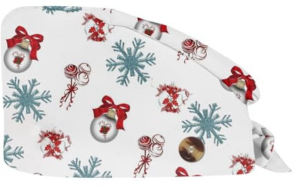 Generisch Weihnachte Druck Op haube Verstellbar Knopf Haube Stoff Unisex Staubhauben Kappe Kopfhauben Bandana 2024 Mode Lang Kurz Haar Schneemann Kopfhauben Schönheit Arbeitskappe Headwear Turban Cap