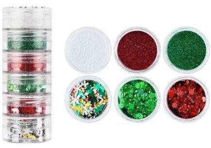 12 Gläser Weihnachten Nagel Glitzer Pailletten Schneeflocke Nagelflocken Nagelkunst Schneeflocken Weihnachtsbaum Nageldesigns Xmas Nagel Glitzer Abziehbilder Urlaub Nageldekorationen für Frauen
