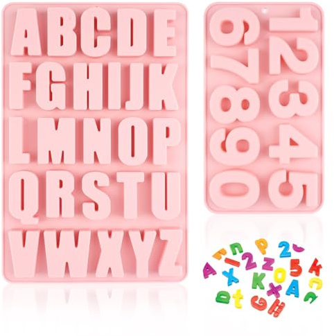 Silikonform Buchstaben und Silikonform Zahlen, A-Z & 0-9 Alphabet Silikonformen Gießformen Groß, 2 Stück 3D Gießformen Silikon, Giessformen für Schokoladenform Seifenform Backform
