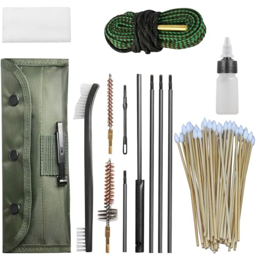 Rifle Gun Cleaning Kit, Brush Snake Swab Tools Barrel Cleaning Line for 5.56mm .22Cal .223Cal .22LR,6-inch Gun Cleaning Swabs