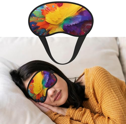 Augenmaske zum Schlafen, atmungsaktiv, lichtblockierend, Schlafmaske, bunte Farbspritzer, Kunst, Nacht, Augenbinde, weich, bequem, Nacht-Augenschutz, für Damen und Herren, Augenabdeckung für