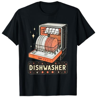 Art rétro pour lave-vaisselle avec assiettes et ustensiles T-Shirt