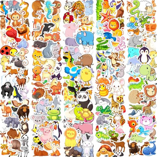 200 Pcs Cute Animal Stickers for Kids, Water Bottle Stickers for Teens, Boys, Girls, Cartoon Vinyl Animal Waterproof Sticker for Laptop, Classroom, Phone Case, Luggage, Cups
