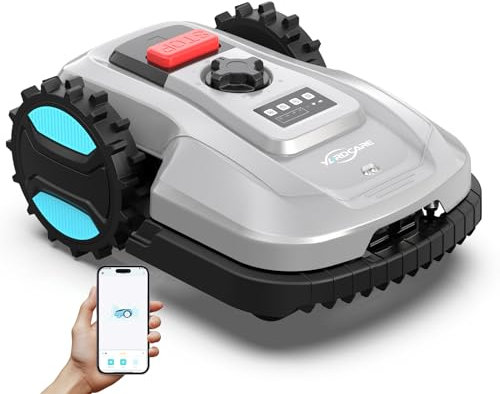 YARDCARE E400 Mähroboter mit 18cm Schnittbreite,App Steuerung,Max. bis zu 400m²,Regensensor,20-60mm Schnitthöhe,Rasenmäher Roboter mit IPX5 System,Weniger als 60 dB