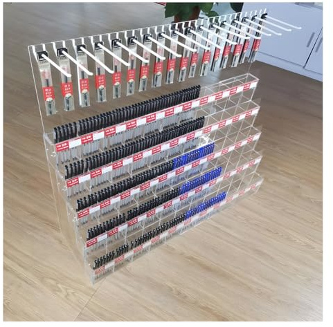 Acrylic Desk Organizer, Clear Pen Storage with 5 Floors Marker Holder and Vertical Hook for Home or Office Organization