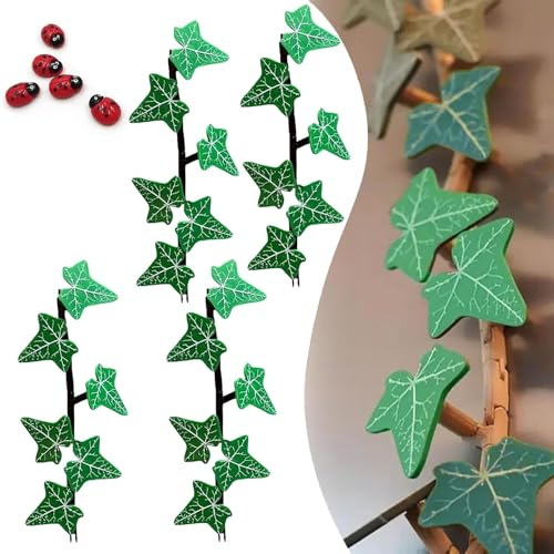 3D Printed Magnetic Ivy Faux Plant Fridge Magnet English Ivy Vine Fridge Magnets DIY Realistic Plant Magnets with Articulating Stems Fake Botanical Leaf Refrigerator Decor(4 Sets)
