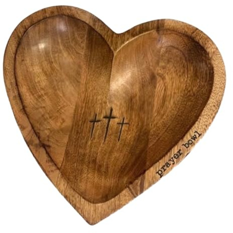 Agwuoetr Heart Shaped Prayer Bowl -, Wooden Prayer Bowls, Prayer Dough Bowls, Christian Congregation Gifts
