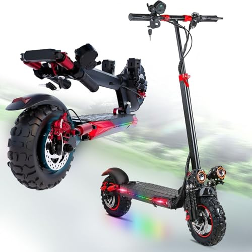 TYOKUM Electric Scooter,Electric Scooters Adult, 50-60 km Long Range, 48V 18Ah Battery, 10.5 All Terrain Off-Road E Scooter, Dual Suspension Dual Disc Brake Folding ElectricScooter 150 kg Load