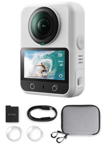 Xtra 360 Camera, 8K Panoramic Video, 1-Inch Sensor Equivalent, 100MP High Resolution, Waterproof Action Camera, 105GB Built-in Storage, Bullet Time, Broad Compatibility, Vlog | 8K Panoramic Video, 100MP High Resolution, 105GB Built-in Storage, 1-Inch Sensor Equivalent, Waterproof Action