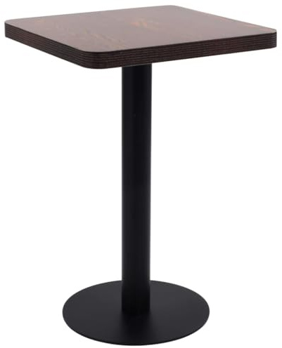 HETFTJN Bistrotisch 50x50 cm aus MDF und Stahl Dunkelbraun Schwarz Kleiner Esstisch Für Wohnzimmer Küche Balkon Restaurant für 2 Personen Modernes Design Robust