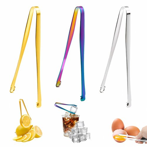 3 Pcs Mini Ice Tongs, Egg Membrane Chalaza Remover Tongs, Stainless Steel Toothed Design, SweetTongs for Pick Mix, Multipurpose Kitchen Gadget for Food Sweet Bread Cake Ice