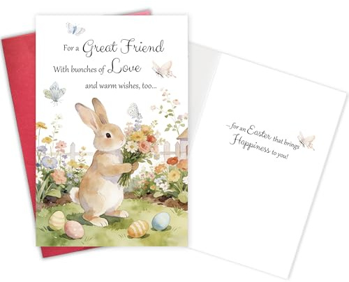 Gevinna Easter Card for Friend, Heartfelt Easter Gift for Best Friends, Bunny Easter Card