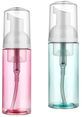 Foam Pump Bottles,2PCS 60ml Small Travel Pump Bottles for Toiletries | Portable Empty Travel Foaming Dispenser Refillable Mousse Bottle for Face Wash Shampoo Lotion Skincare Hair Care