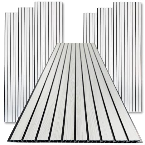 Pannello in PVC con Doghe effetto Legno Rivestimento Murale 30x120 conf. 10 Pezzi (Bianco)
