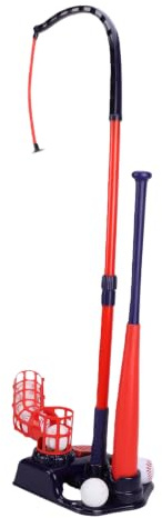 POENVFPO Kids Baseball Training Set, 3 in 1 with T Ball Stand, Hanging Ball Seat, Automatic Pitching Machine, Ergonomic Grip, Easy Assembly, Indoor Outdoor