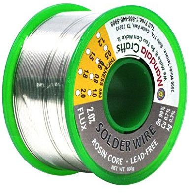Mandala Crafts Lead Free Solder Wire with Solder Flux - 100g 0.6mm Rosin Core Solder for Electronics - Ag0.3 Cu0.7 Sn99 SAC Tin Soldering Wire for Stained Glass Electrical PCB